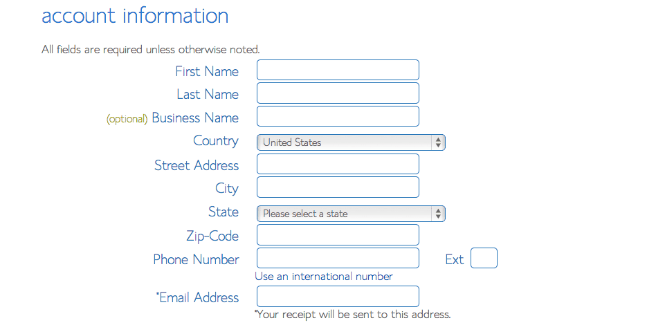 Second step is to input your contact information in bluehost interface